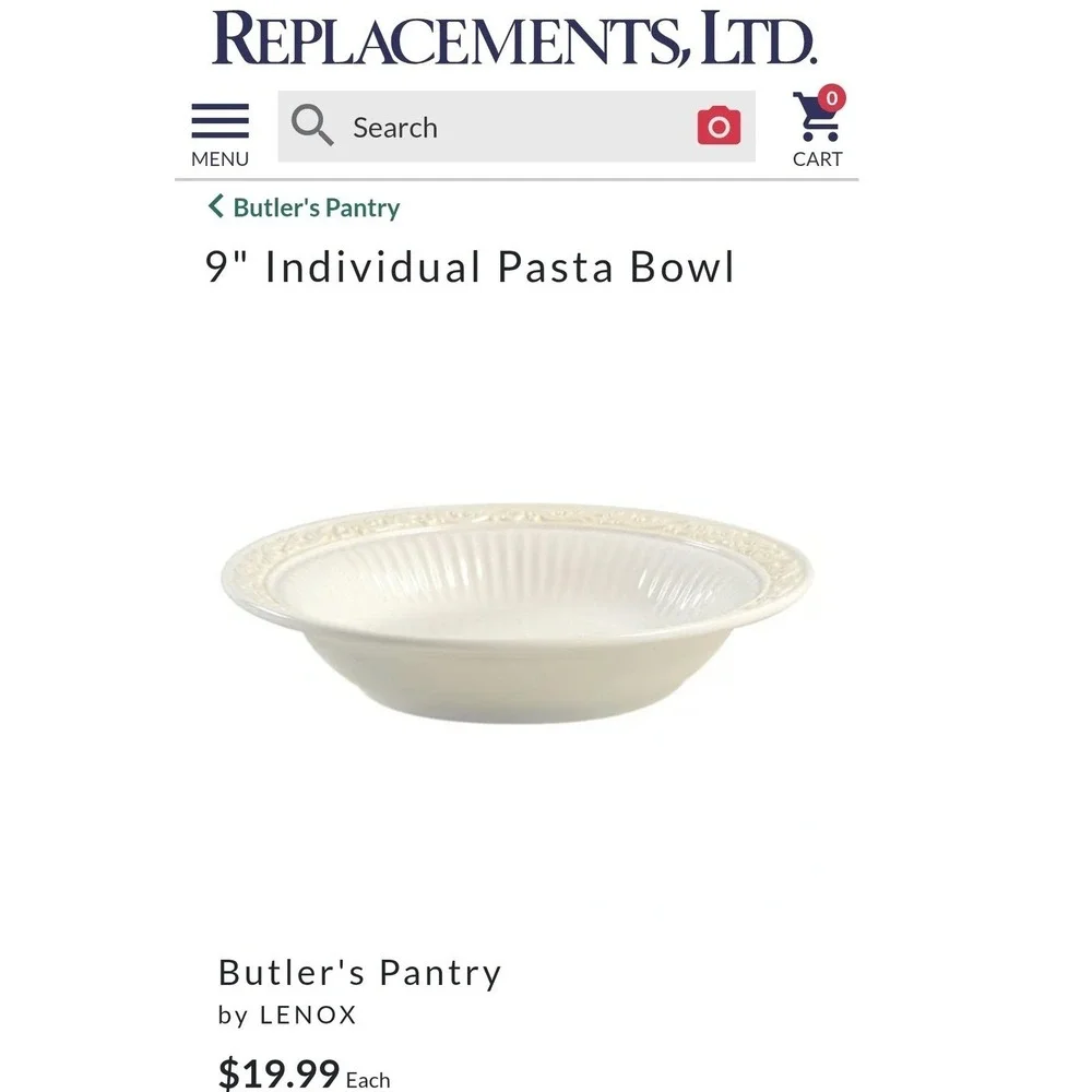 Lenox Butlers Pantry Pasta 4 Bowls Discontinued Ivory Stoneware Rimmed Soup Y2K